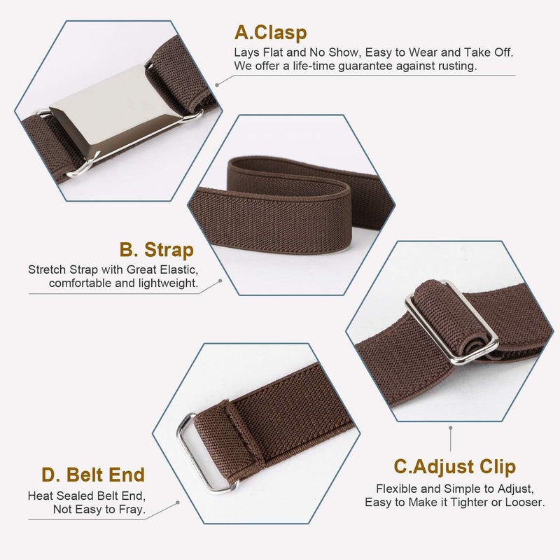 Jas. Good Kids Toddler Belt Elastic Stretch Adjustable Belt for Boys and Girls with Silver Square Buckle 2 Pack - Image 4